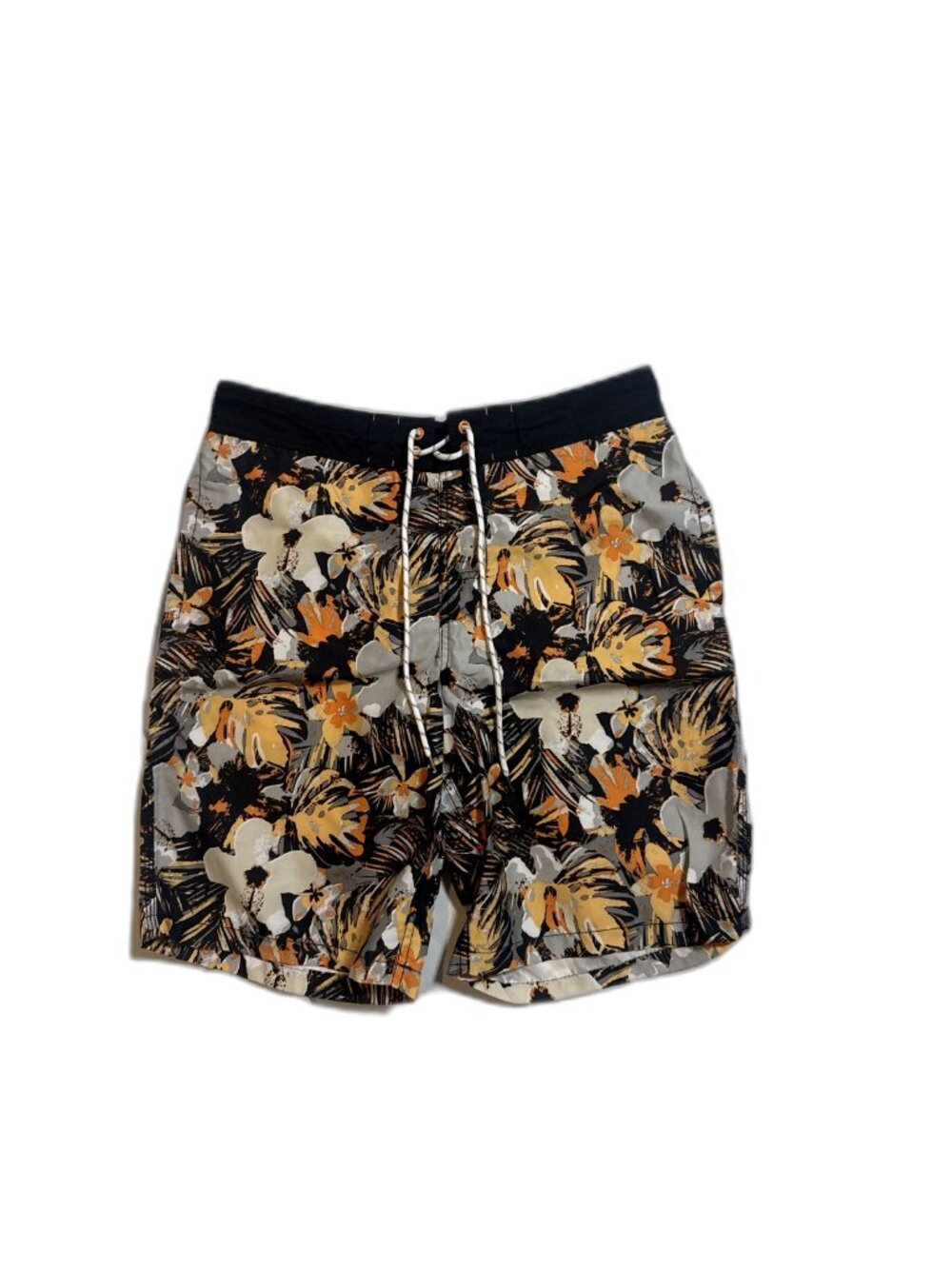 Goodfellow & Co Mens Swim Trunks Orange Black Floral M